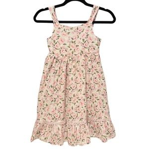 Catherine Malandrino Girls Dress Size 6 Years Pink Floral Tank Flowers Ruffles